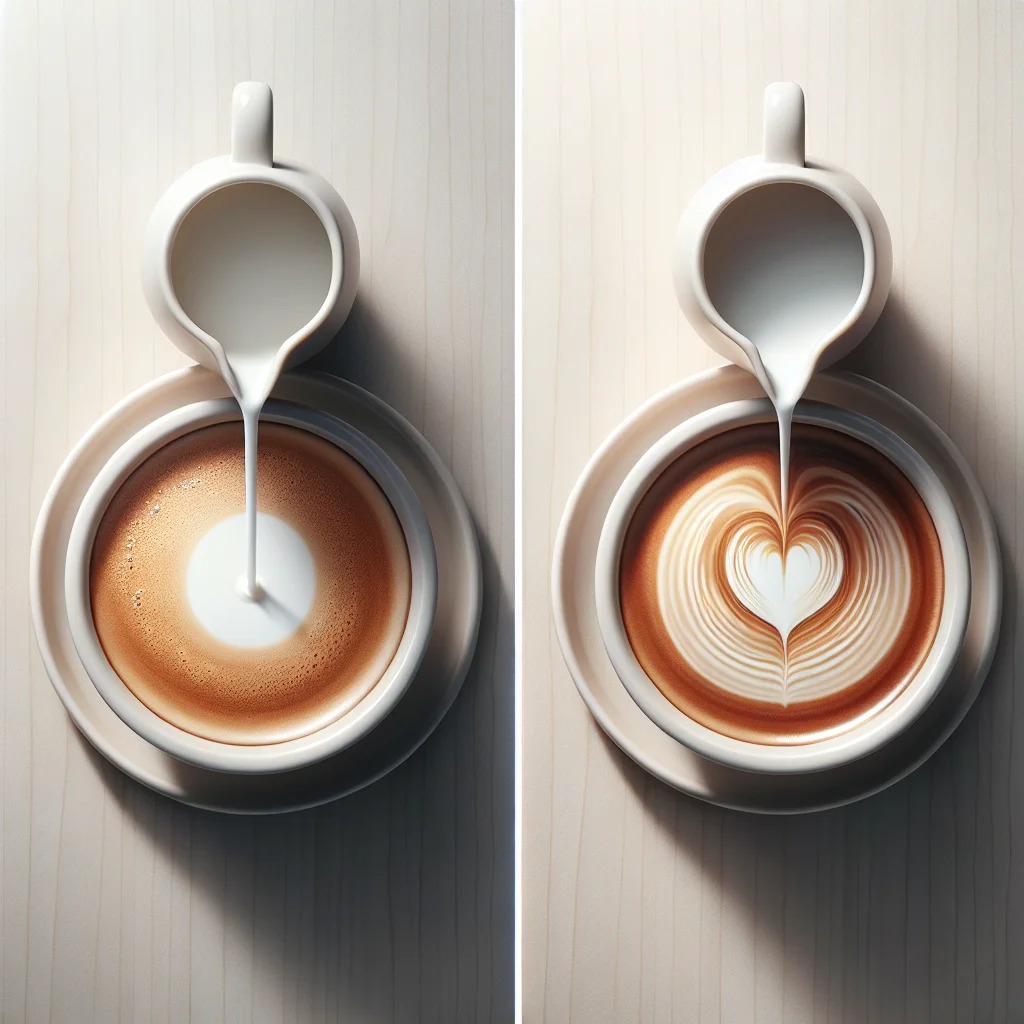 Side-by-side overhead shots showing the two phases — a white circle during the push, then the finished heart after the s