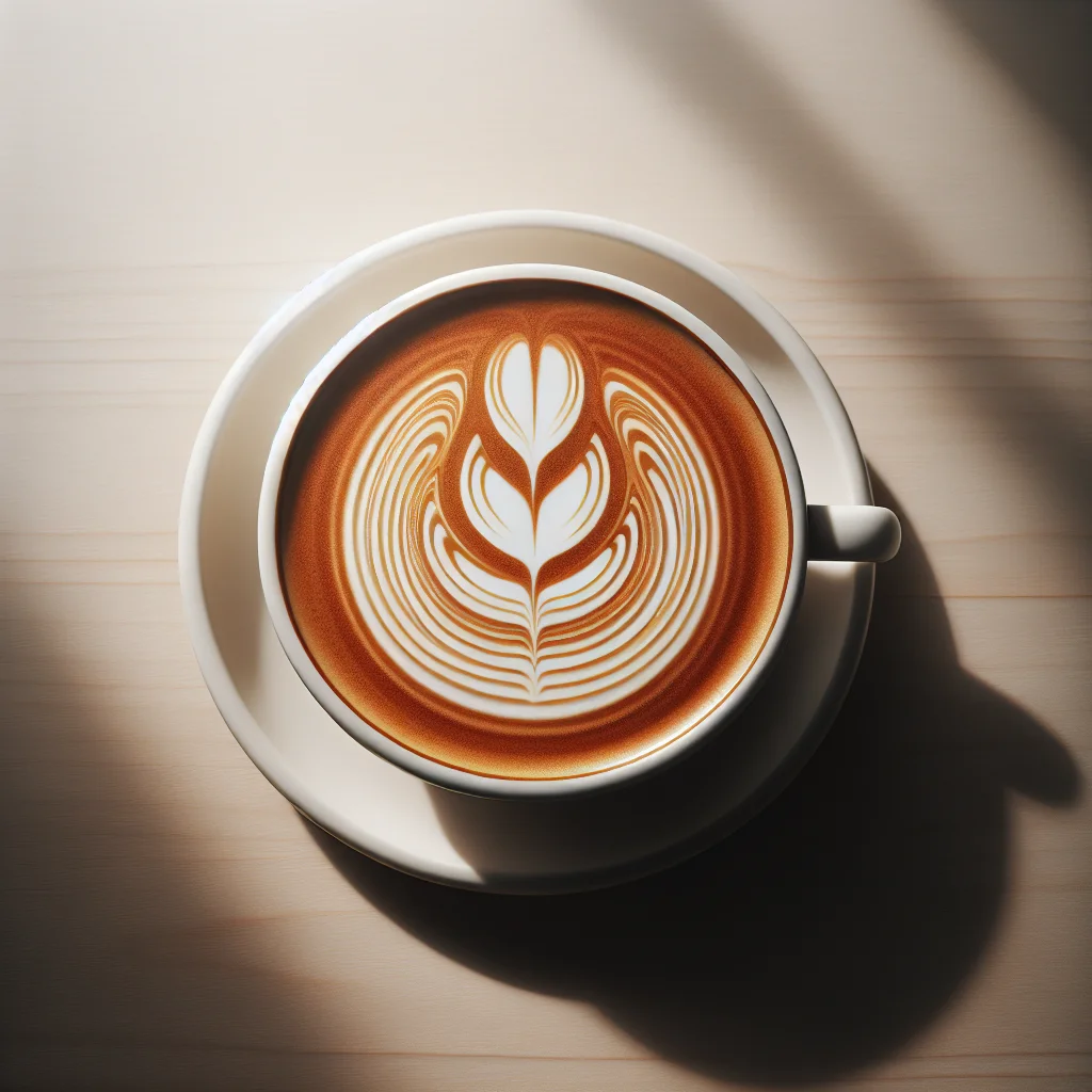 Overhead photo of a three-stack tulip in a white ceramic cup, clearly showing three distinct layered lobes
